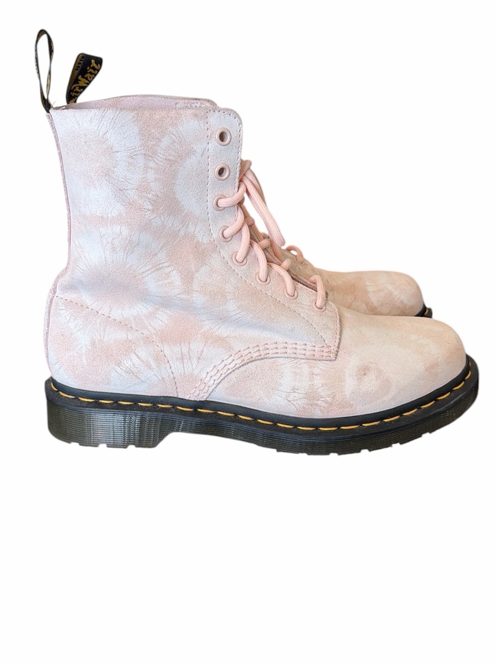 Dr Martens 1460 Pascal tie dye combat boots 10 light pink beige workwear grunge